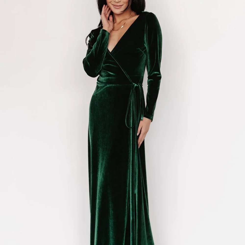 Baltic Born Esmeralda Velvet Wrap Maxi Dress Long Sleeve Emerald Green Womens 2X